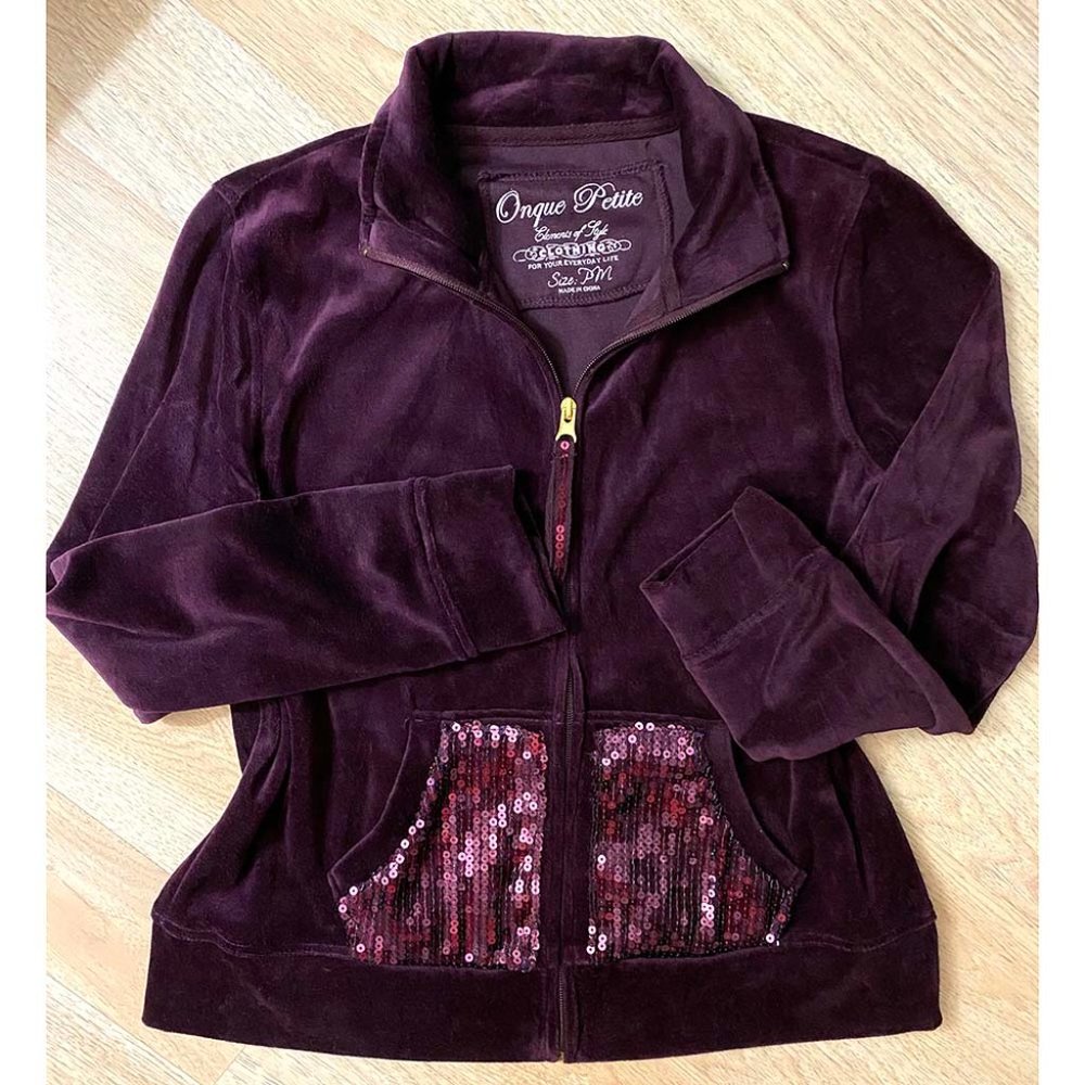 Purple Velour Jacket with Sequins So Soft